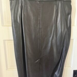 DKNY Charcoal Leather Pencil Skirt